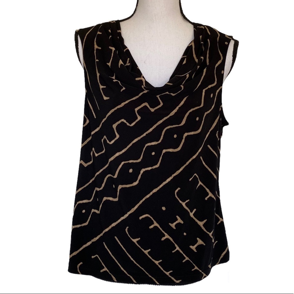 Chaps Black Drape Cowl Neck Stretch Sleeveless Blouse Size XL